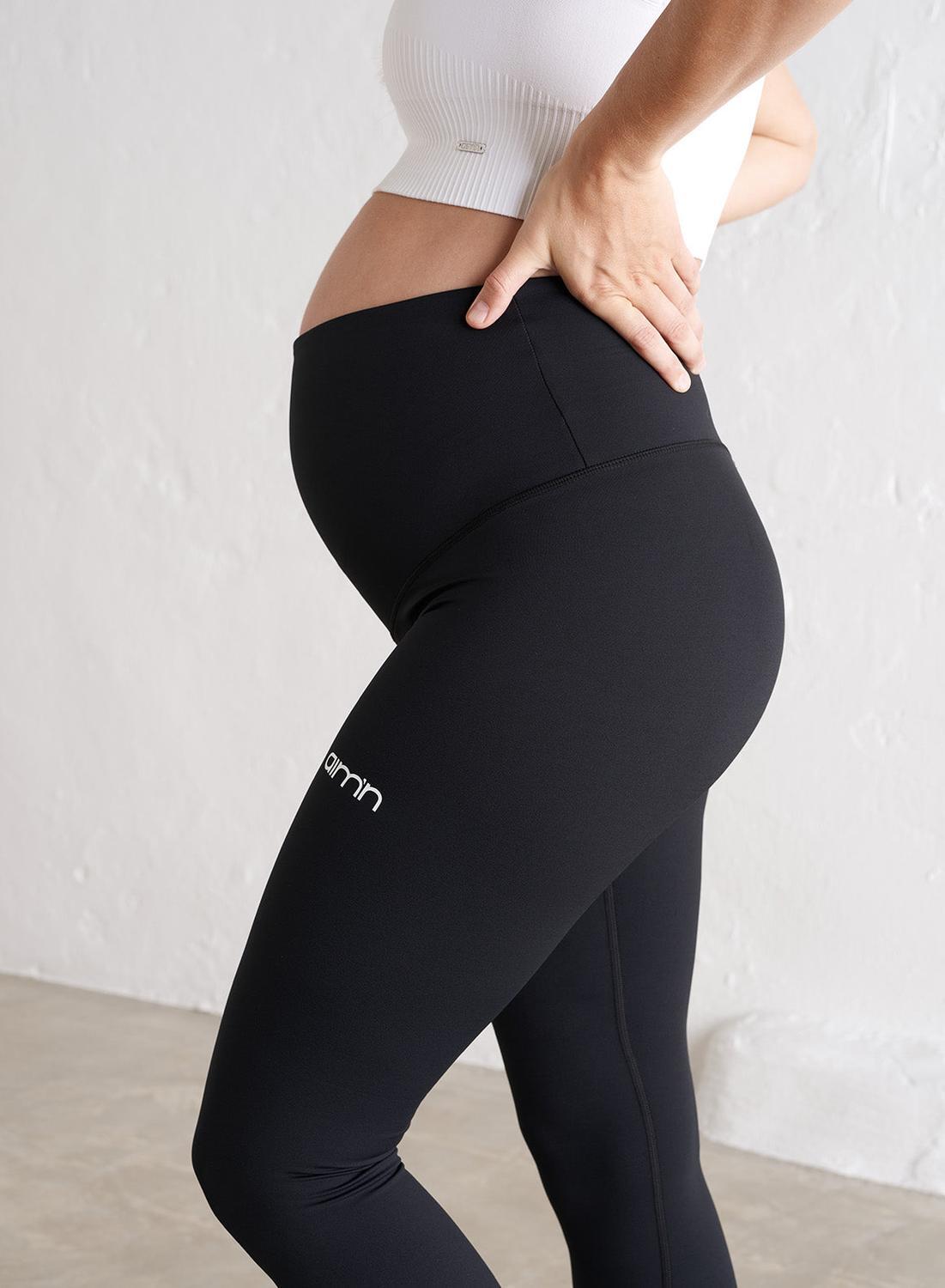 AIM'N Leggings da yoga per donne in gravidanza ultra-sostenitivi neri