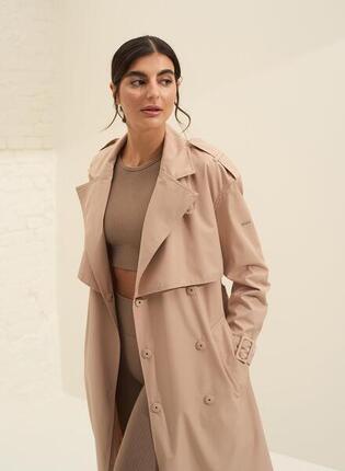 Damen Casual Trenchcoat Wasser- und Windabweisend Schwarz