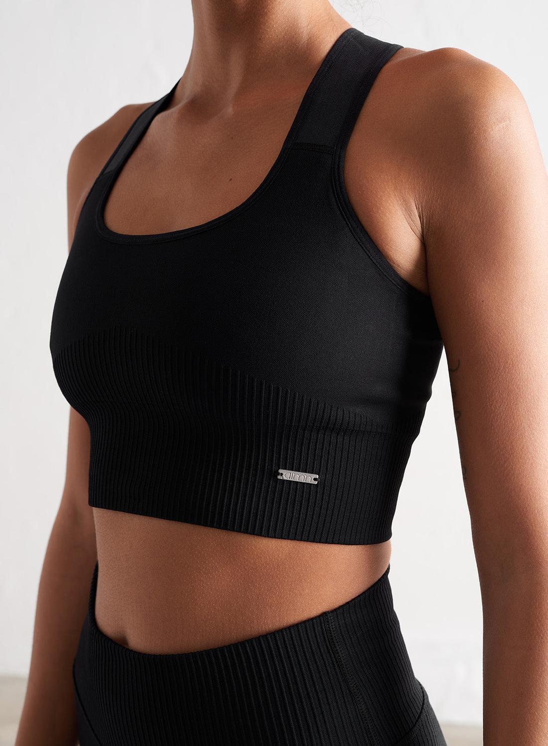 Donna Reggiseno Sportivo Supporto Elevato Senza Cuciture Nero 4/6