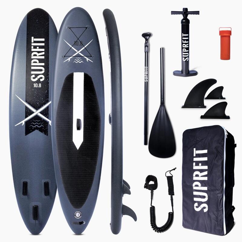 Set tavola SUP gonfiabile - Stand Up Paddle Touring 10'8 Lailani GrigioNero