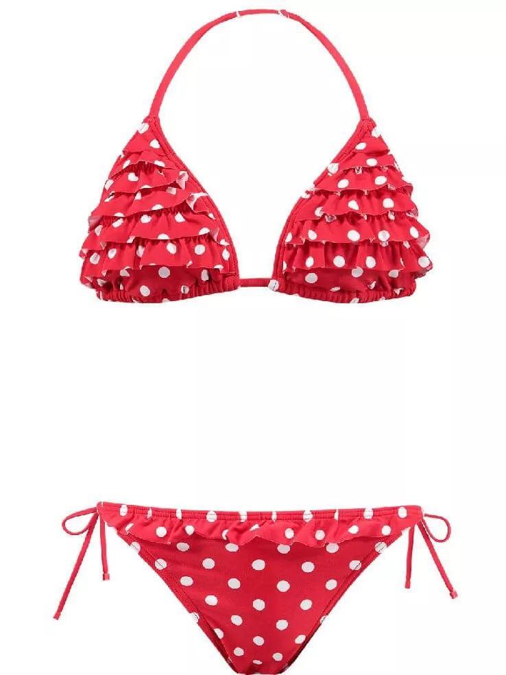 Conjunto Bikini niña Bells Triange rojo 1/3