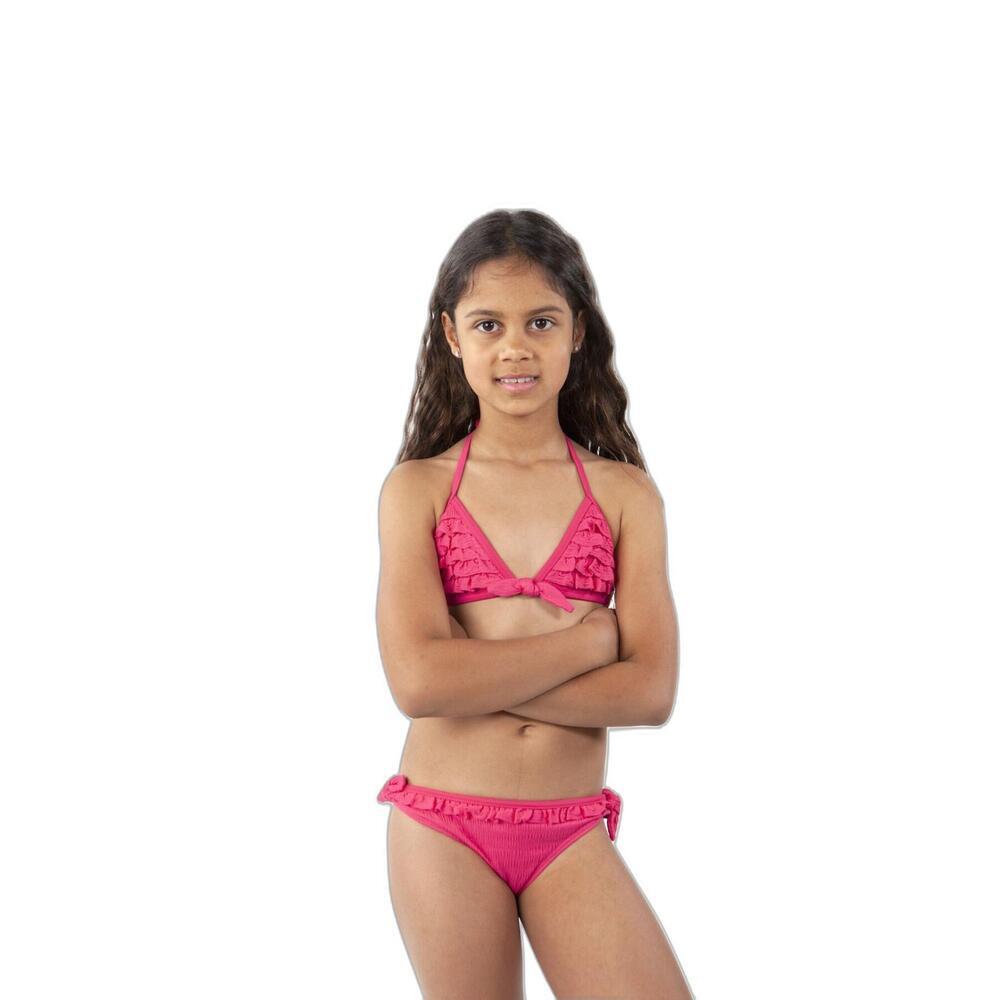 Conjunto Bikini Niña Cossies Ruffle Triangle rosa 2/3
