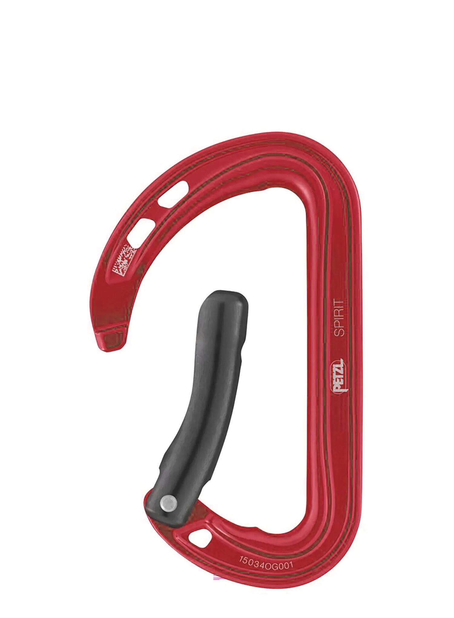 Mousqueton Petzl Spirit rouge léger porte coudée Keylock polyvalent escalade 2/2