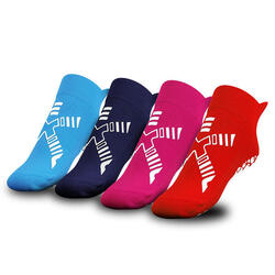 Chaussettes techniques de piscine antidérapantes pour enfants, rouge/blanches