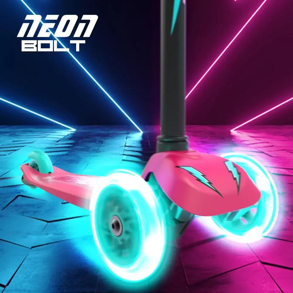 Yvolution: Neon Bolt háromkerekű roller világító kerékkel - Rózsaszín 3/6