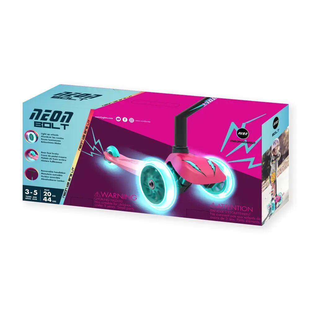 Yvolution: Neon Bolt háromkerekű roller világító kerékkel - Rózsaszín 6/6