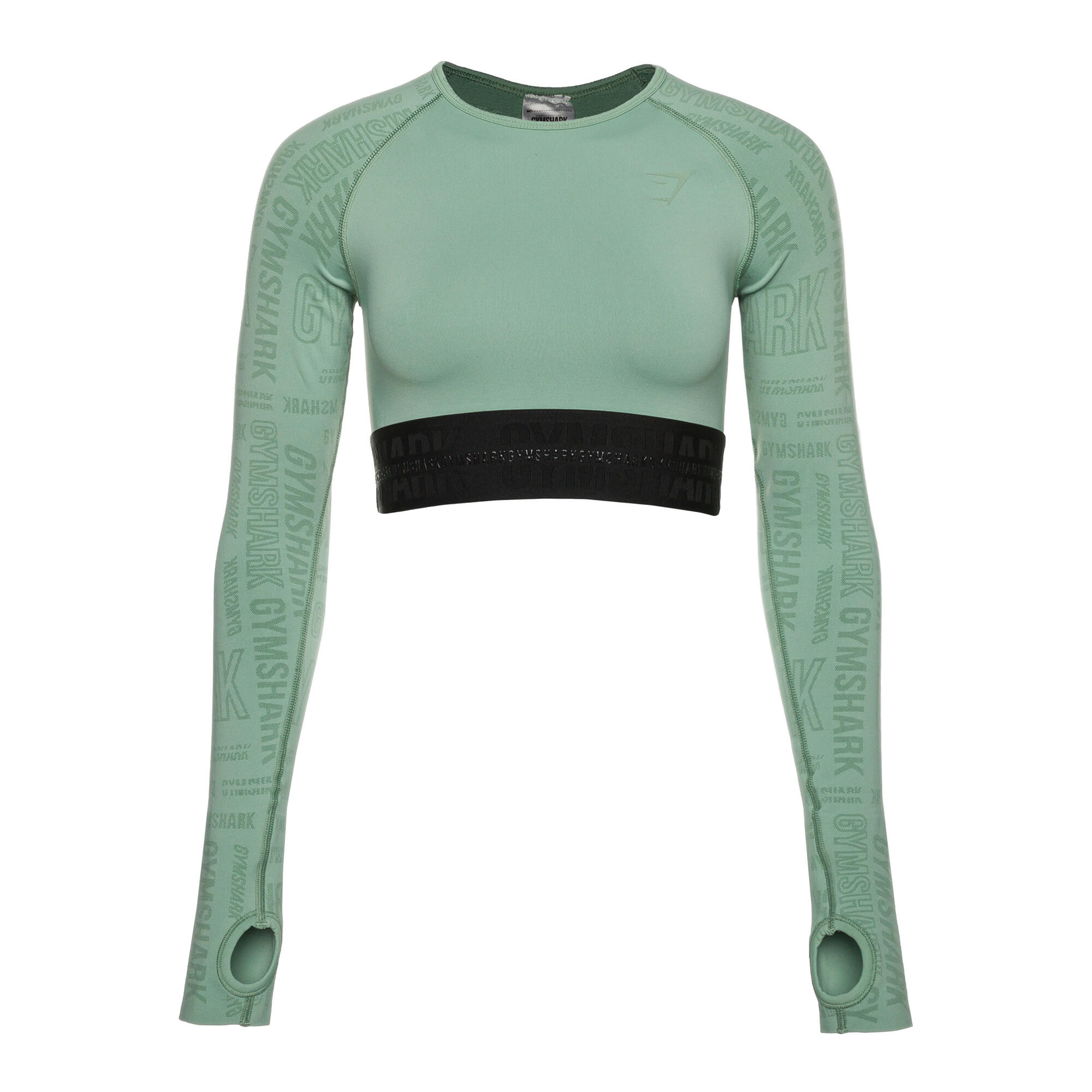 Gymshark - Haut D'Entraînement À Manches Longues Pour Femme Gymshark Vision Crop Top - T-shirt Manches Longues - Vert - 52 2xl - Decathlon