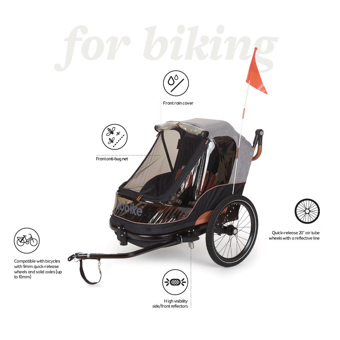 Remorque Vélo & Poussette 2 en 1 - Enfants et Cargaison - Gris Chinée 2/9