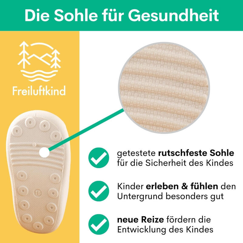 FREILUFTKIND Jukku Barfußschuhe rutschfest Kinder (12-18 Monate / Braun & Grau)