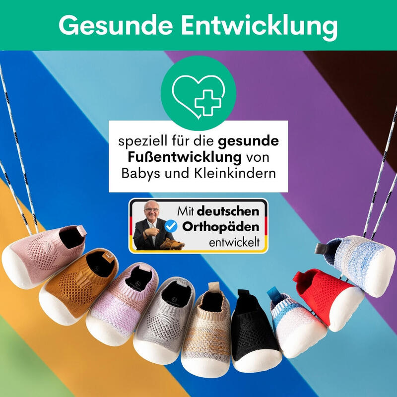 FREILUFTKIND Jukku Barfußschuhe rutschfest Kinder (12-18 Monate / Braun & Grau)