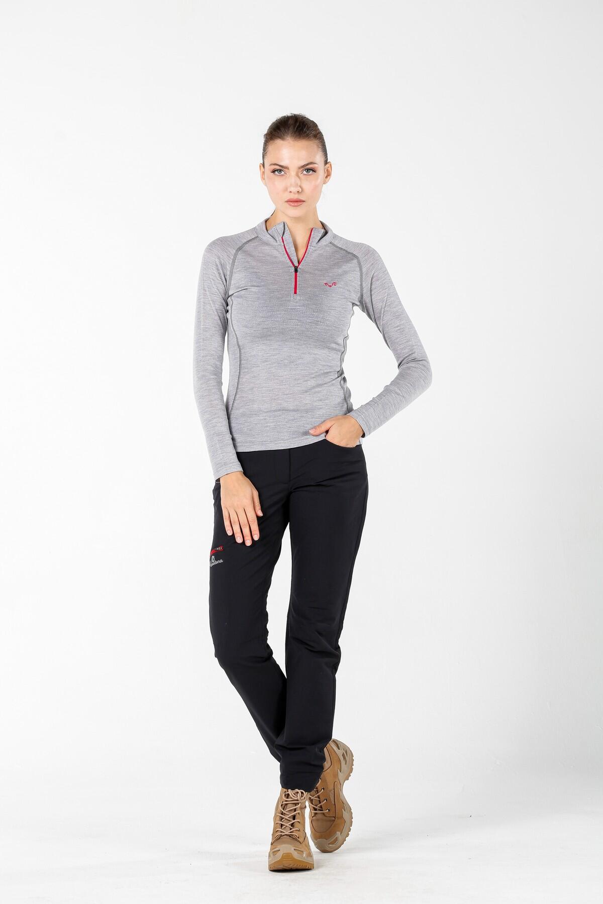 Vega - damska koszulka 100%  wełna merino z zamkiem YKK  (195 g/m²) S, Szary 4/7