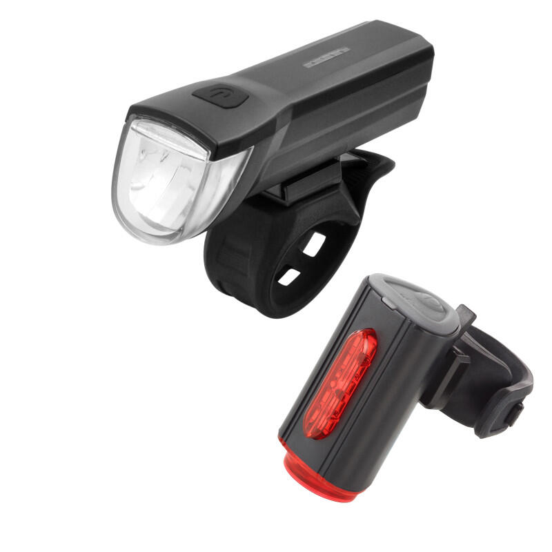 Zestaw lampek rowerowych Fischer 30 LUX, USB przód + tył