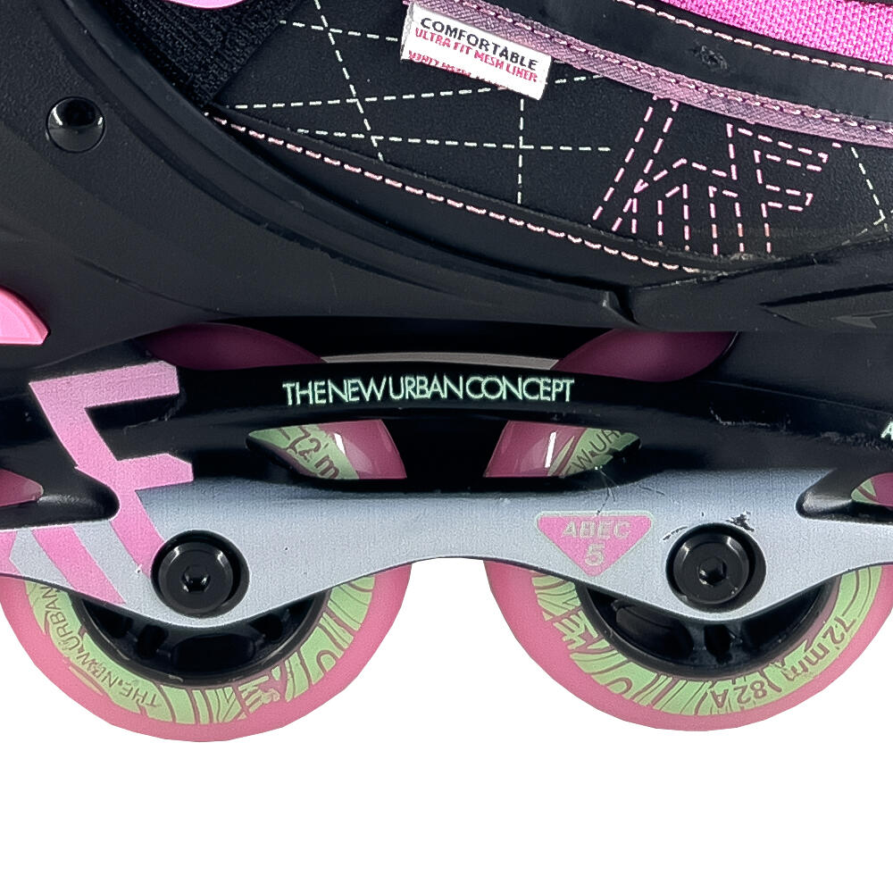 Patinete En Línea Ajustable KRF VIPINK – Tallas M(34-37) Y L(38-41), Ruedas PU, Rodamientos ABEC5