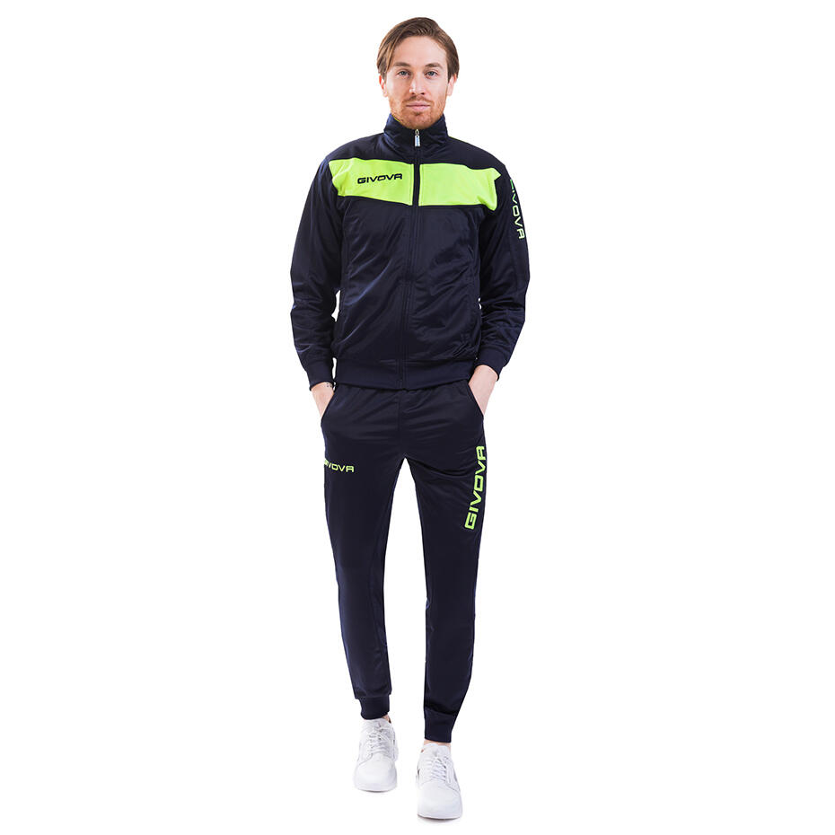 Tute complete uomo ( acetato-poliestere) givova blu/giallo fluo 6/7