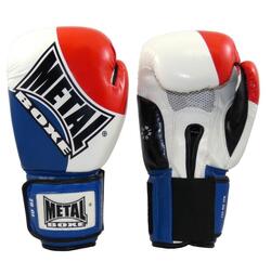 Metal Boxe Gants Entrainement / Compétition Bleu Blanc Rouge 08 oz