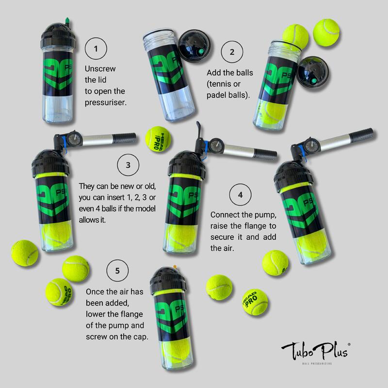 Presurizator pentru tenis și padel | 29PSI X3e + Pompă de aer 22cm