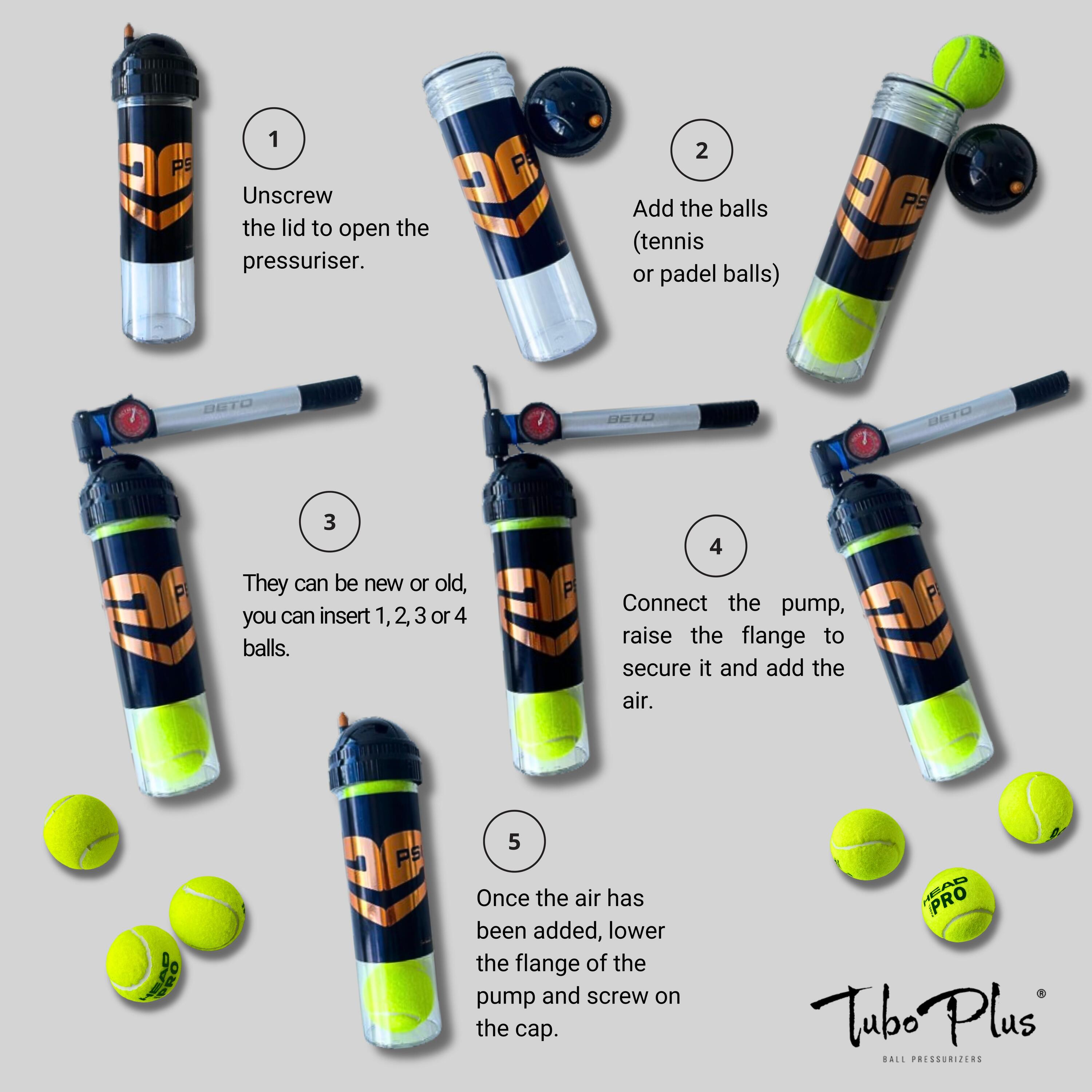 Tennis en Peddelbal Pressurizer | 29PSI X4e + Luchtpomp 27cm 5/8