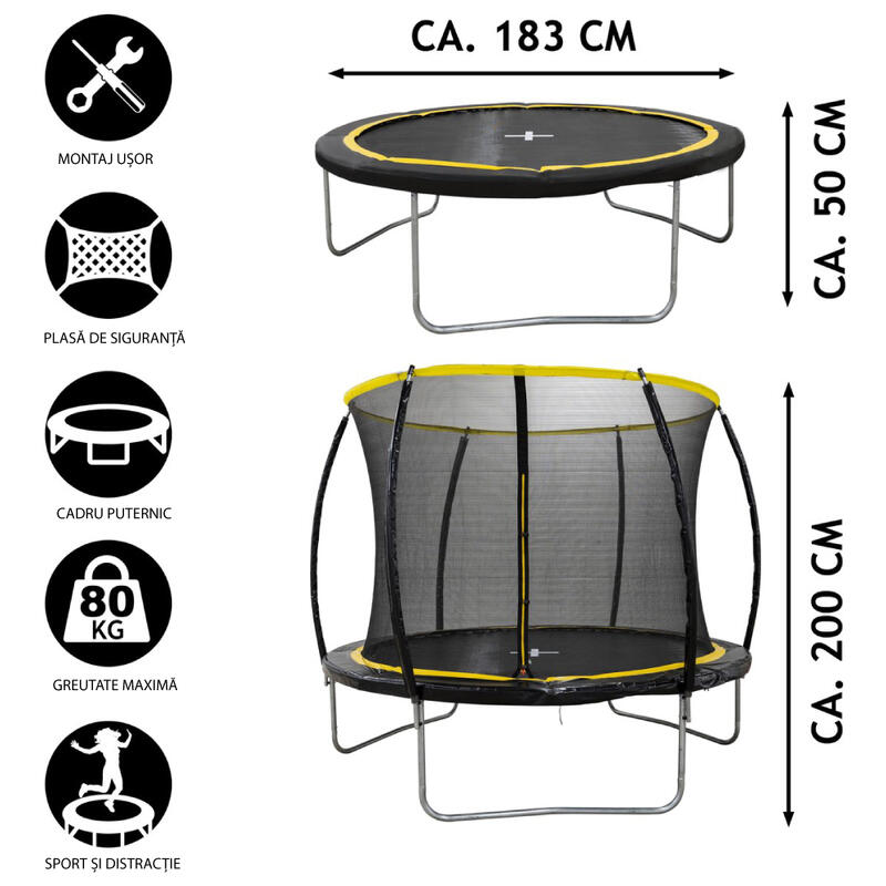 Trambulina cu plasa de siguranta Dunlop 183x50 cm