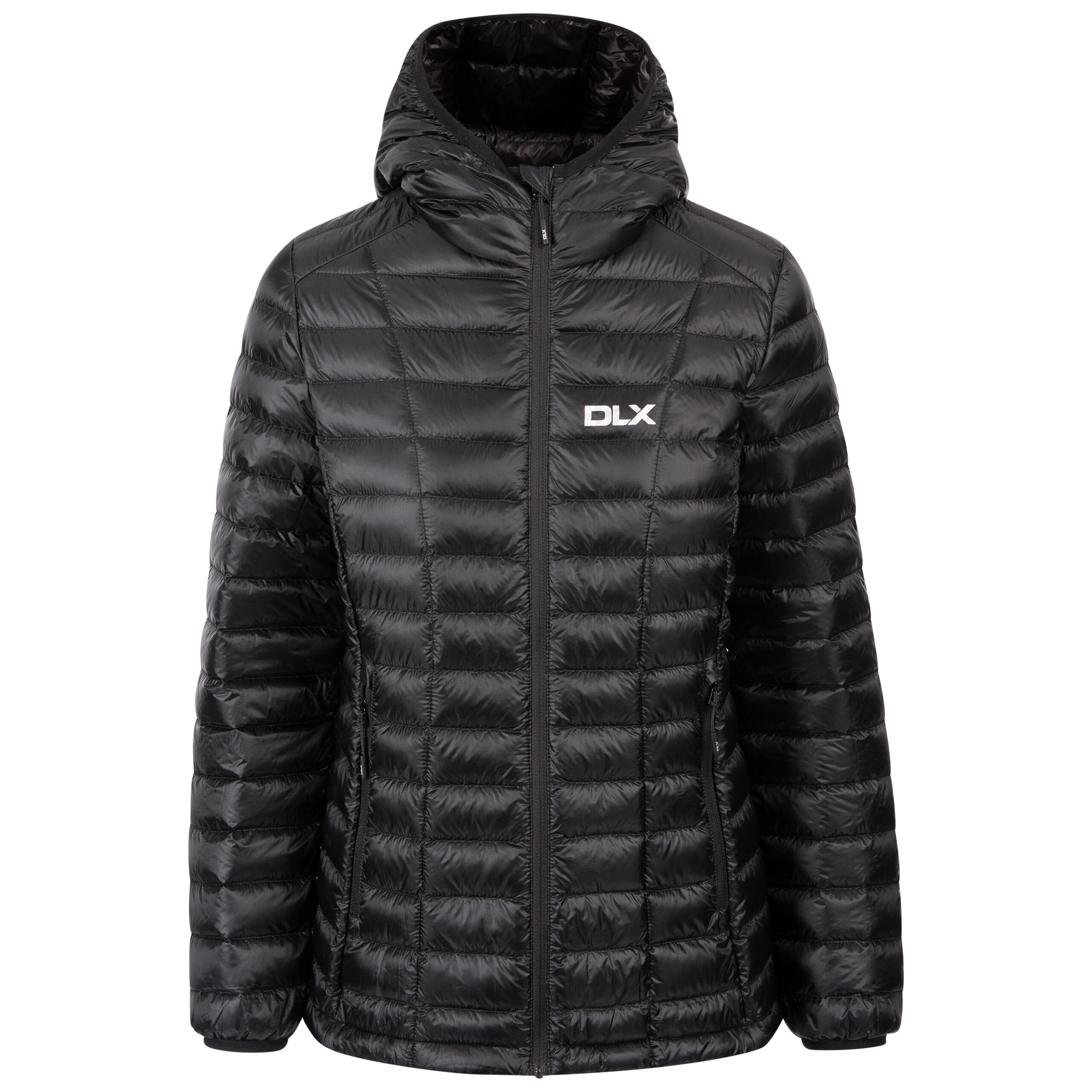 DLX Womens Ultra Lightweight Down Jacket Hooded Front Zip Packaway Galina