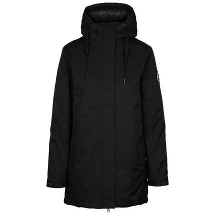 Dlx Wilma Damen Steppjacke Lang mit Verstellbarer Kapuze Schwarz