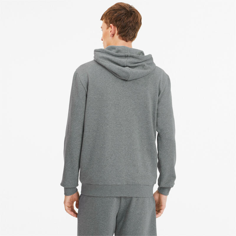 Felpa con cappuccio full zip uomo puma grigio