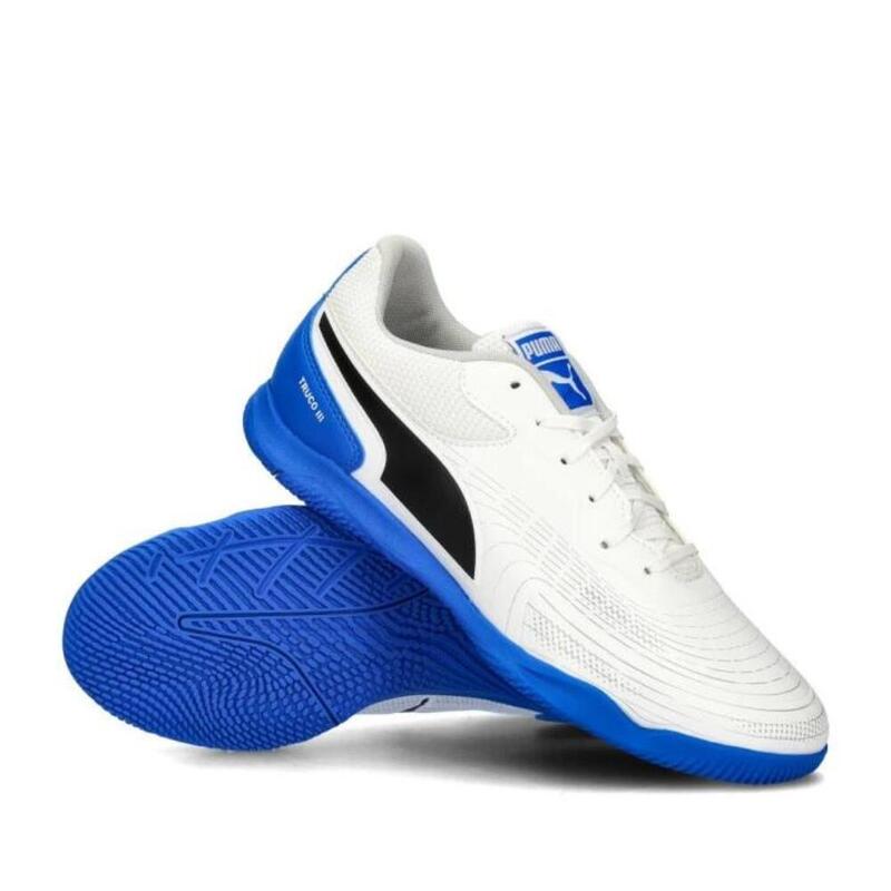 ZAPATILLAS FÚTBOL SALA ADULTO PUMA TRUCO III. Blanco/azul. 107979