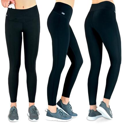Dames Lange Hardlooplegging Hoge Taille, Ademend, met Telefoonzakje - Zwart