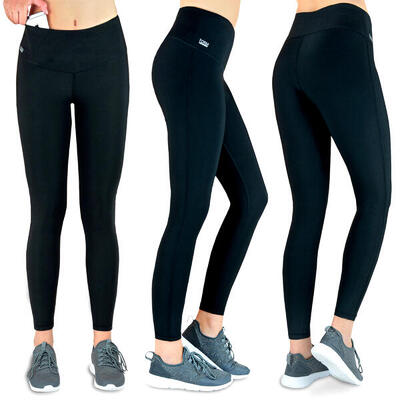 Dames lange hardlooplegging hoge taille. ademend. met telefoonzakje - zwart