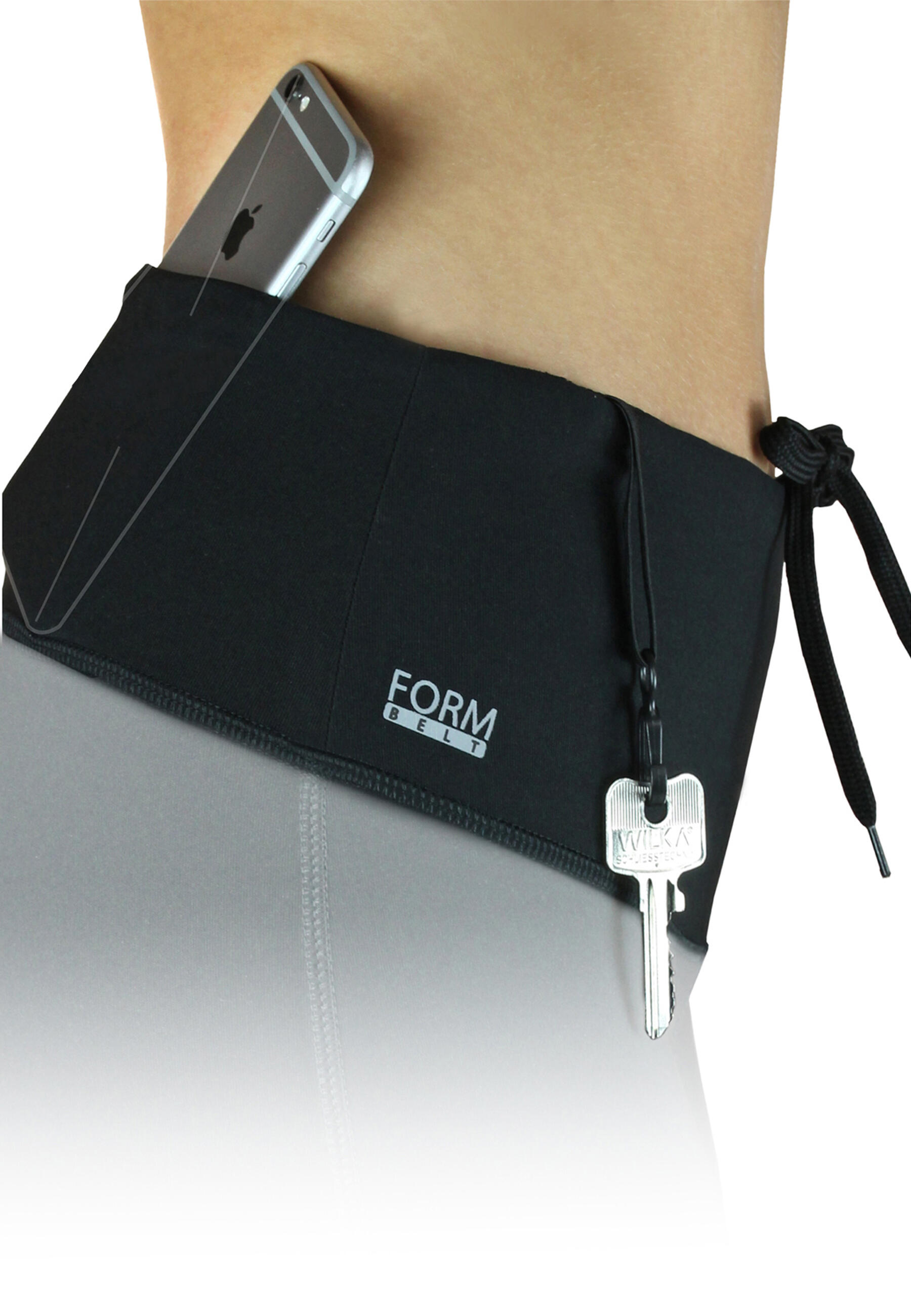 Leggings Corsa Lunghi Donna Vita Alta, Traspirante, con Tasca Telefono - Nero 4/5