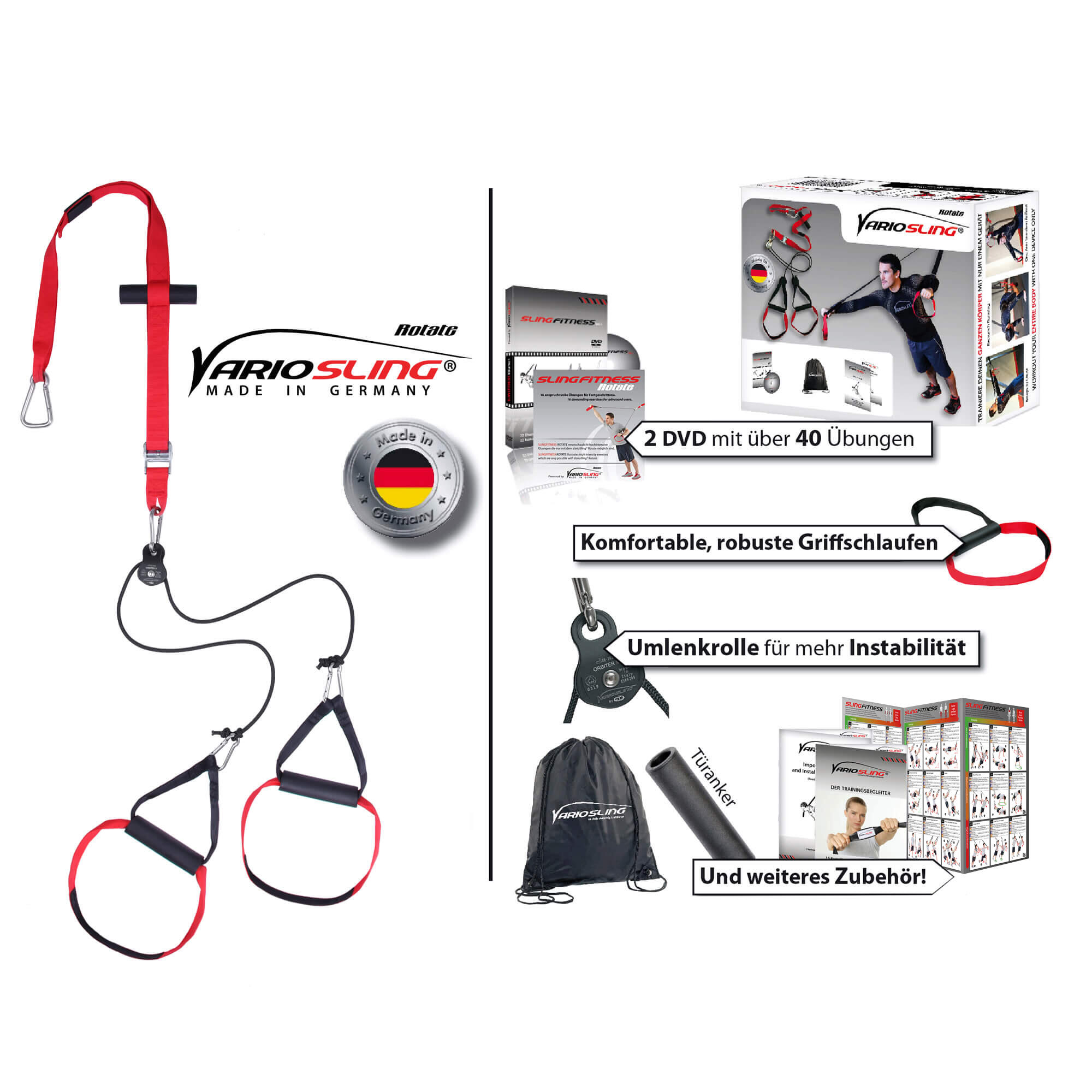 Sling Trainer mit Umlenkrolle mit Griffschlaufen-Rotate 2/6