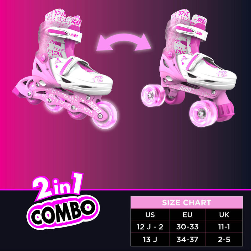 Role 2 in 1 Neon Combo Skates marime 34-37 Pink