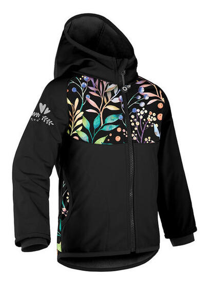 Softshell-Jacke mit Fleece für Kinder Basic, Schwarz, Herbstliche Beeren