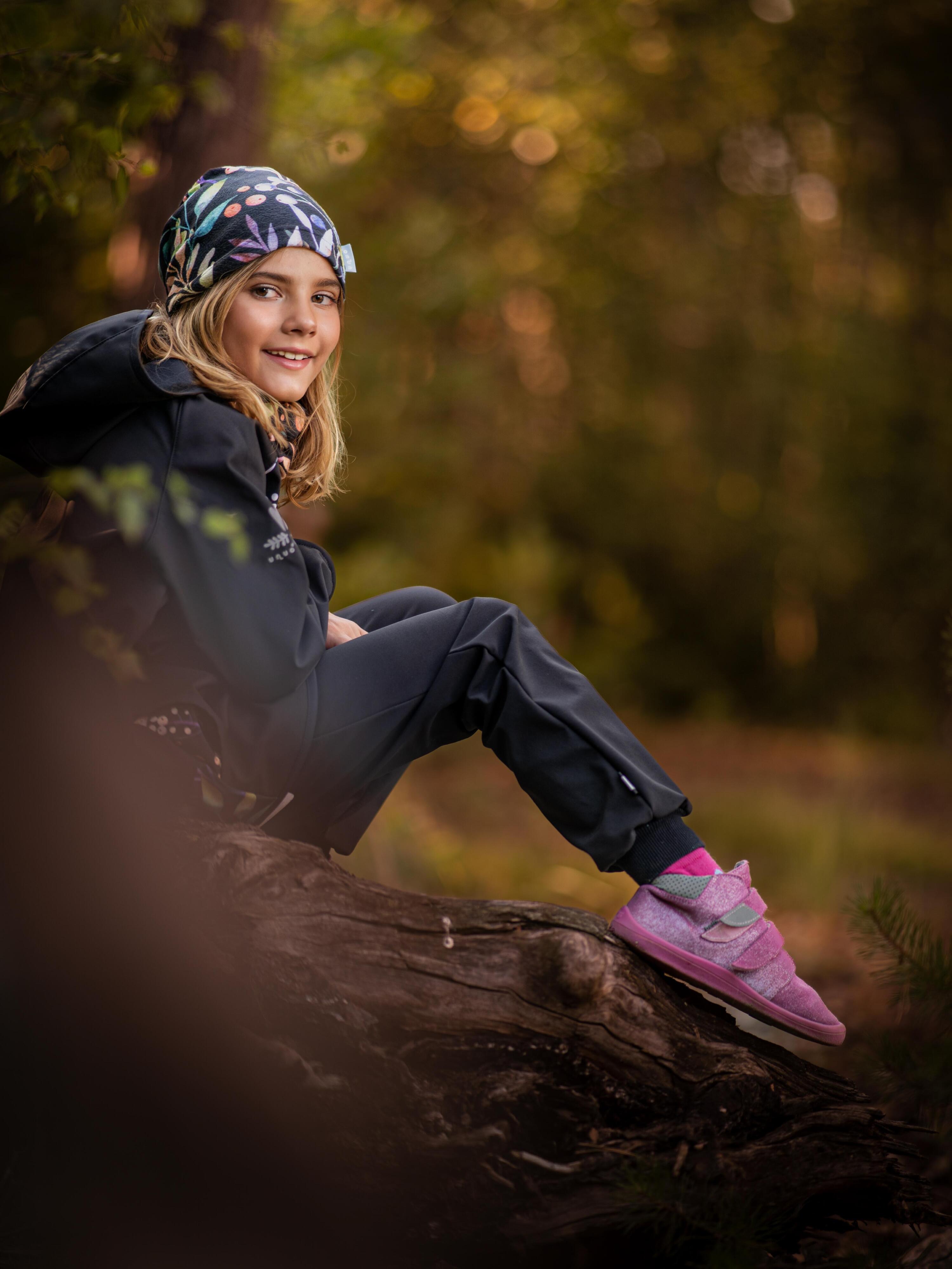 Softshell-Jacke mit Fleece für Kinder Basic, Schwarz, Herbstliche Beeren 6/7