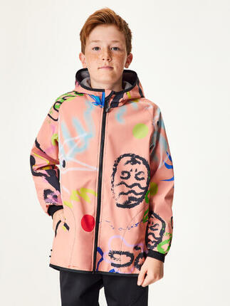 Elastische, ungefütterte Softshell-Jacke für Kinder Basic, Schwarz