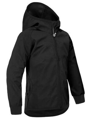 Elastische, ungefütterte Softshell-Jacke für Kinder Basic, Schwarz