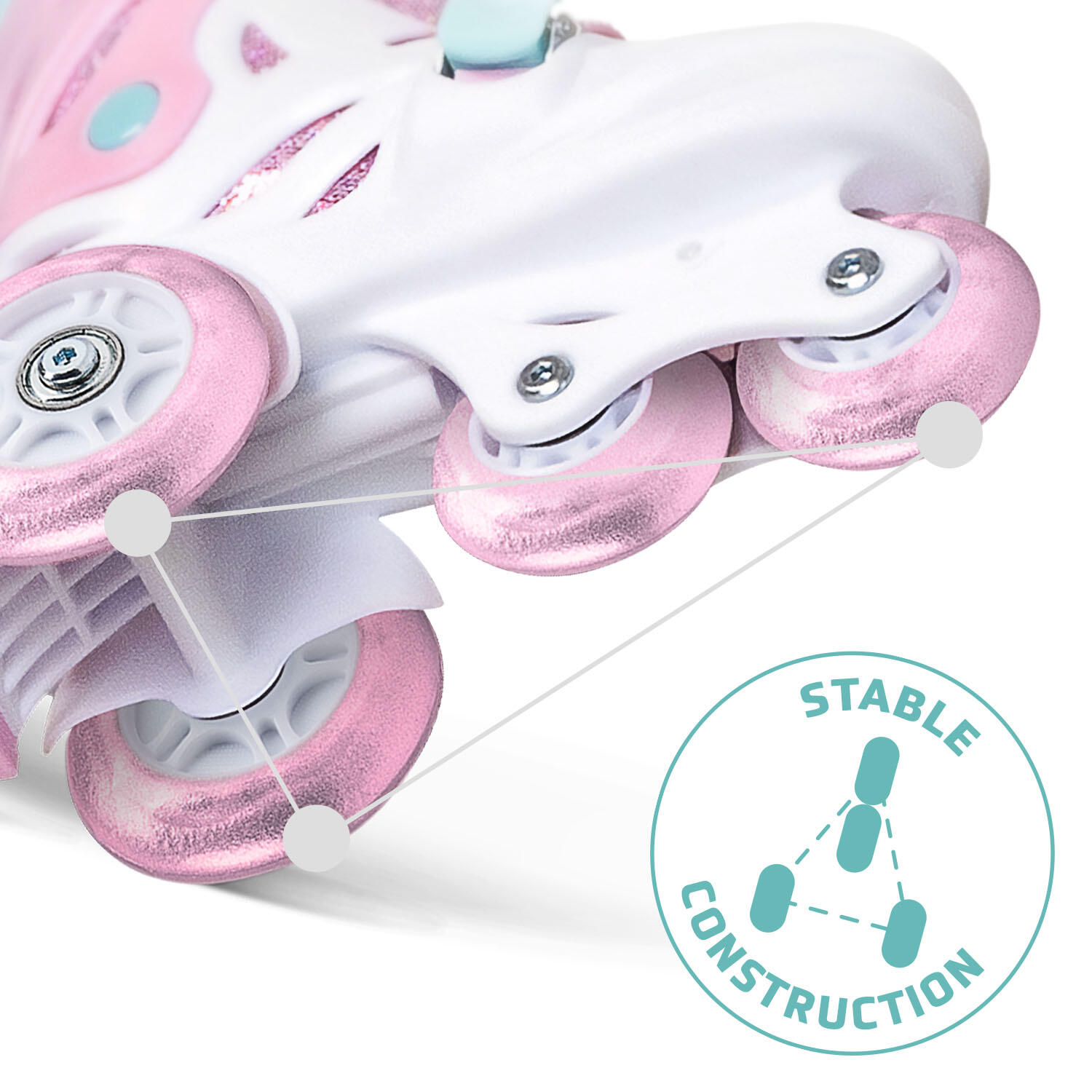 Einstellbare Größe Kinder-Inlineskates Inliner Cariboo Ballerina LED-Räde Rosa 6/7