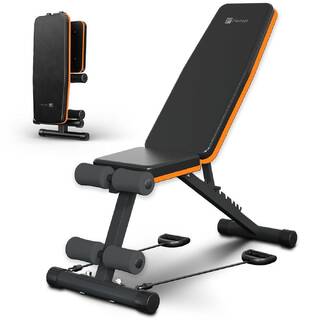 Flexnest Flexbench EZ Foldable Flat Gym Bench Incline, Decline with Resistance Ropes & Flat 250 Kg Weight Capacity - Black