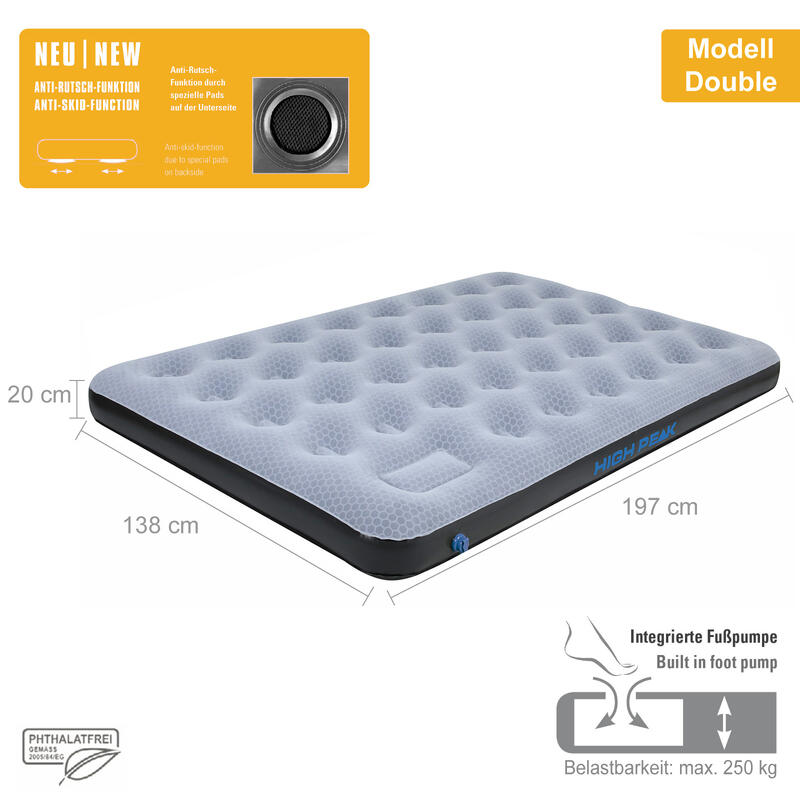 Multi confort à air plus 2 personnes 198 cm PVC Gray