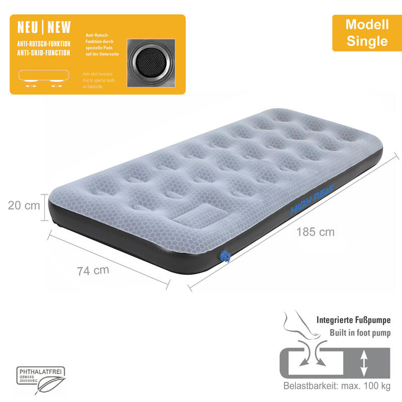 AirBed Comfort Plus King 2-Person 200 cm PVC Gray