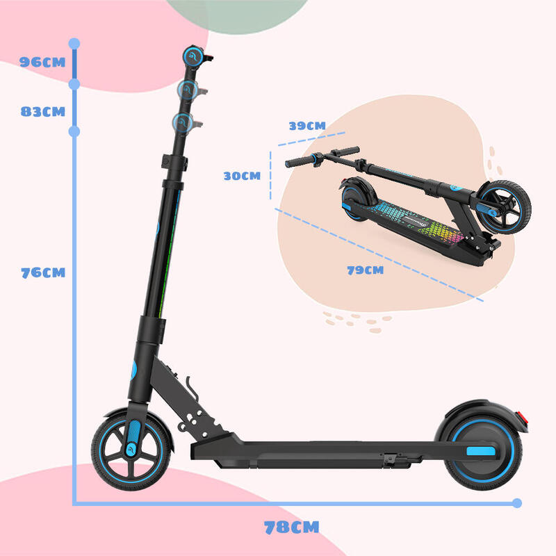 Patinete Eléctrico Plegable para Niños de 6-12 Años EVERCROSS - EV06C Azul