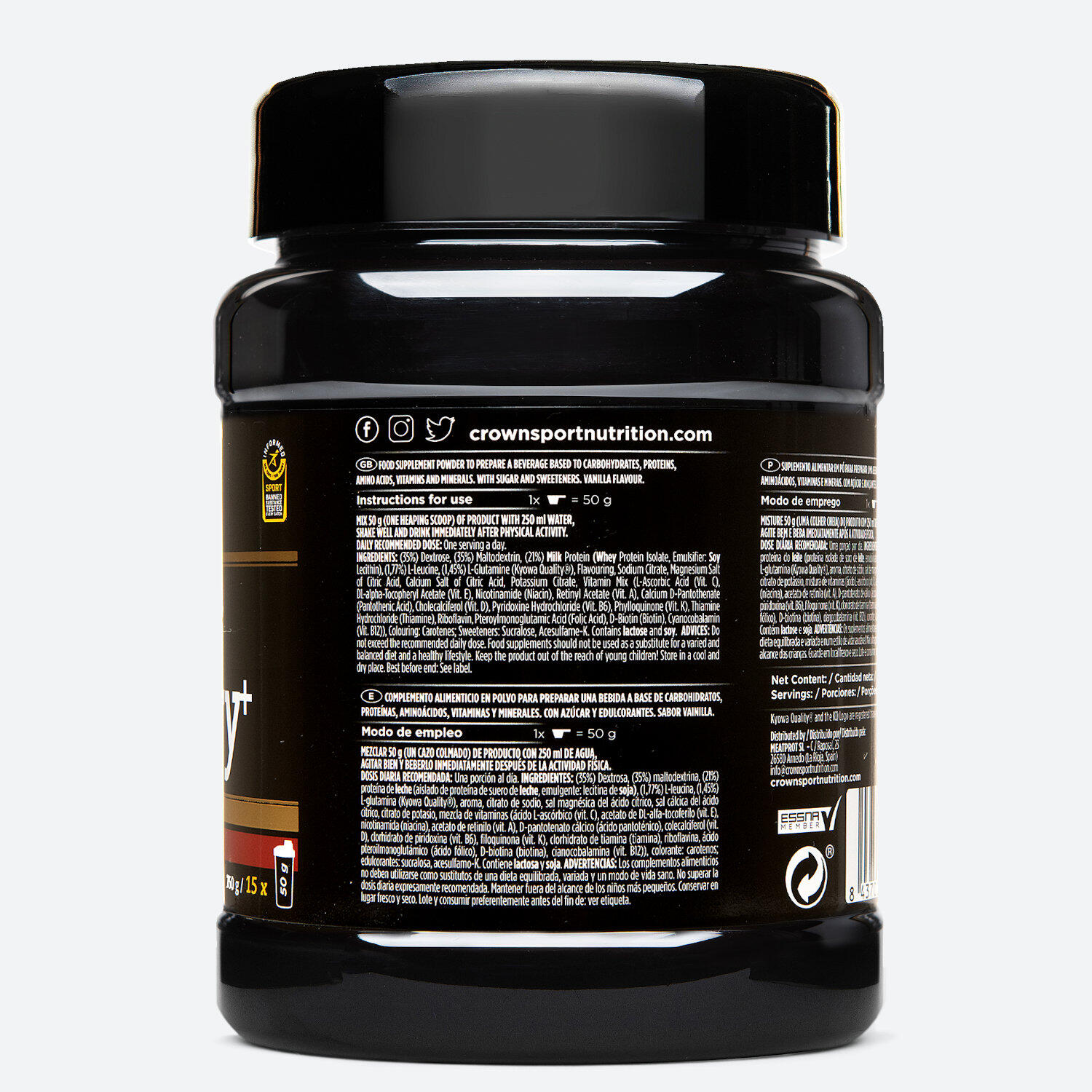 Frasco de recuperação muscular de soro de leite 'Recovery+' 750 g Baunilha 2/3
