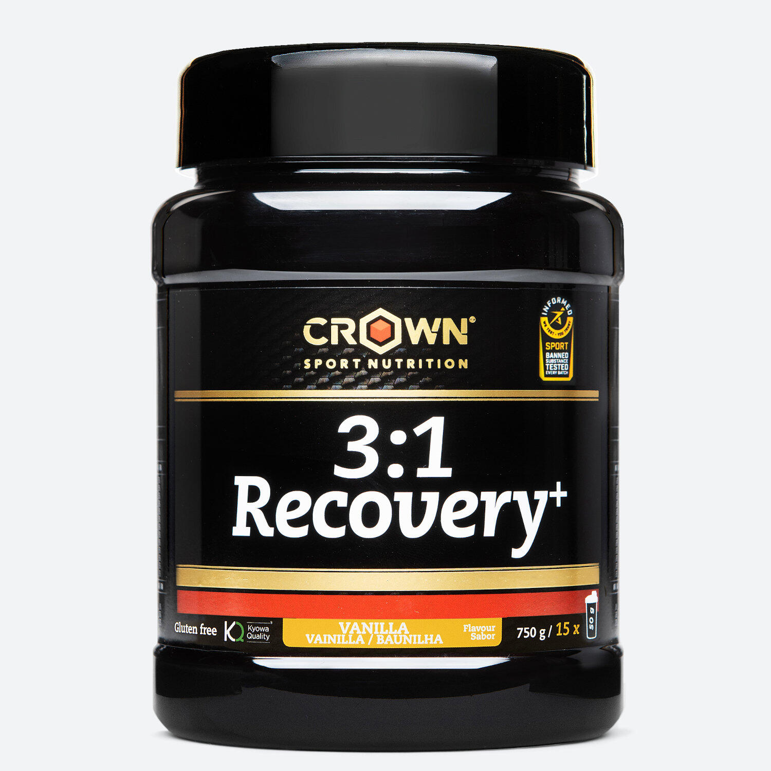 CROWN SPORT NUTRITION Frasco de recuperação muscular de soro de leite 'Recovery+' 750 g Baunilha
