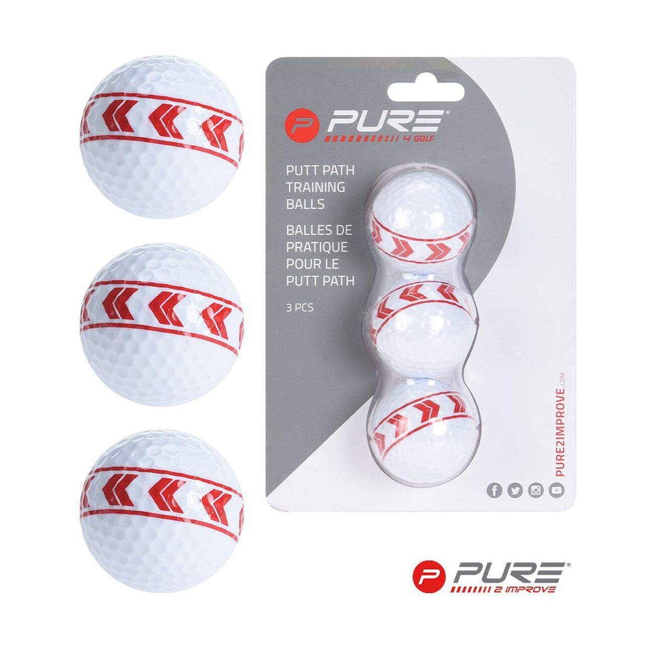PURE2IMPROVE Pure4Golf Putt Path training BallsP2I641070