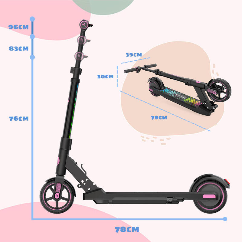 Trottinette Éectrique pliable Enfants 6-12 Ans EVERCROSS -EV06C Rose