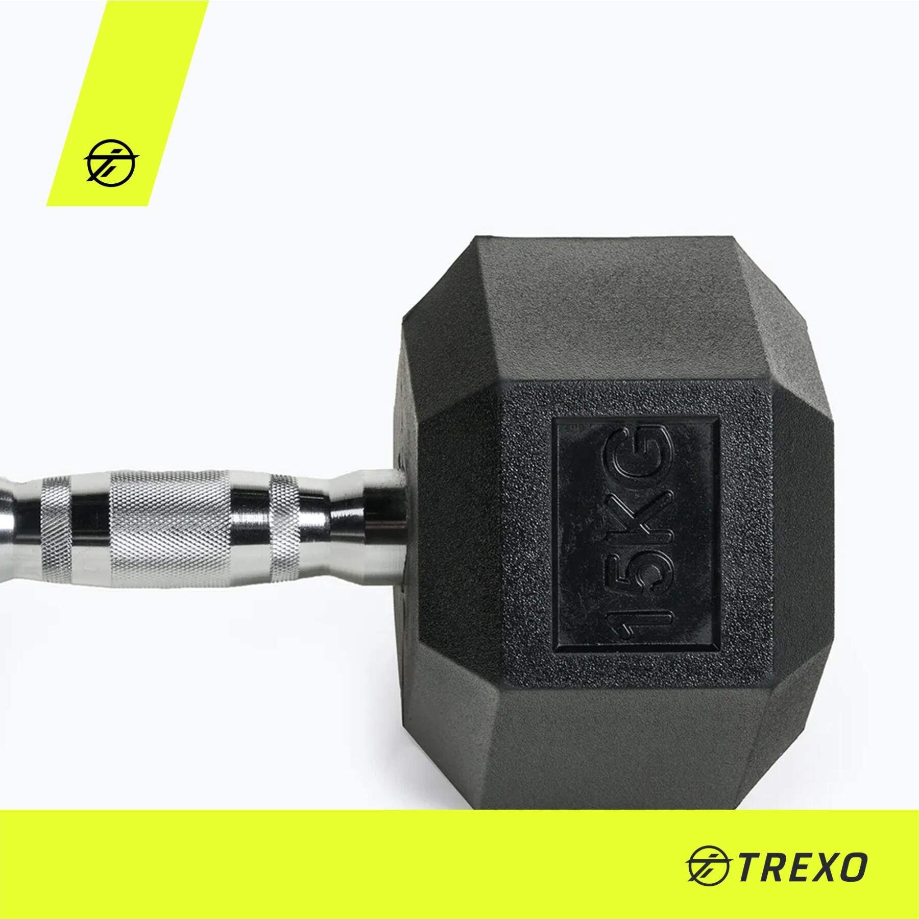 Manubrio gommato TREXO Hex 15 kg 6/7