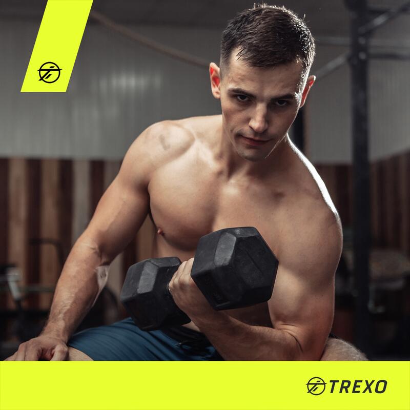 TREXO Hex HXD150 gumírozott súlyzó 15 kg