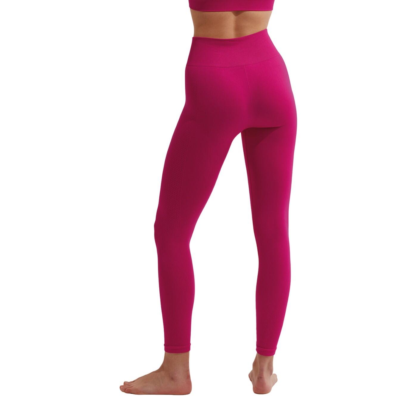 Women/Ladies Seamless 3D Fit MultiSport Sculpt Solid Colour Leggings (Fuchsia) 2/3