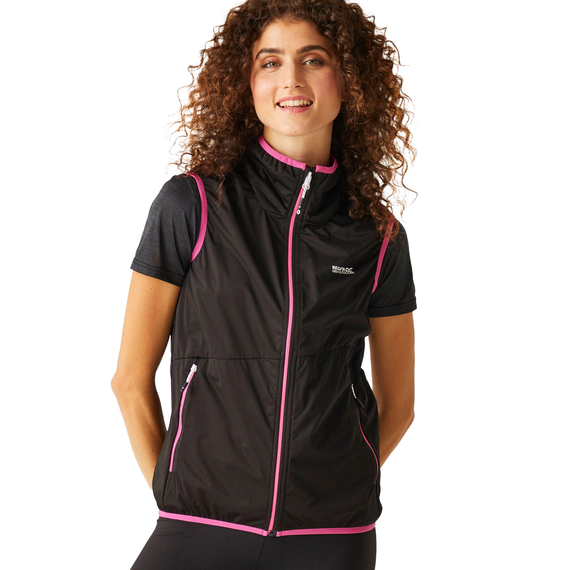 Dames Bodywarmer (Zwart/Flamingo Roze) 4/5