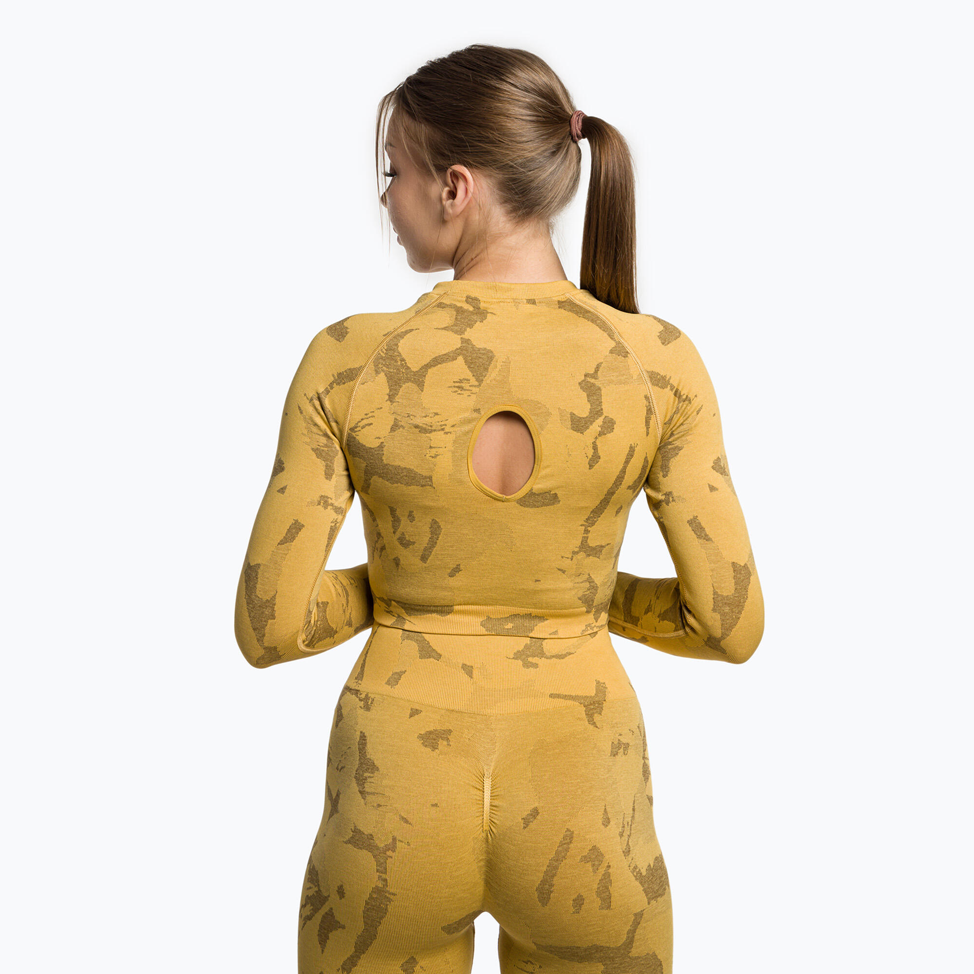 Dámský bezešvý fitness  top s dlouhým rukávem Camo Savanna 3/7
