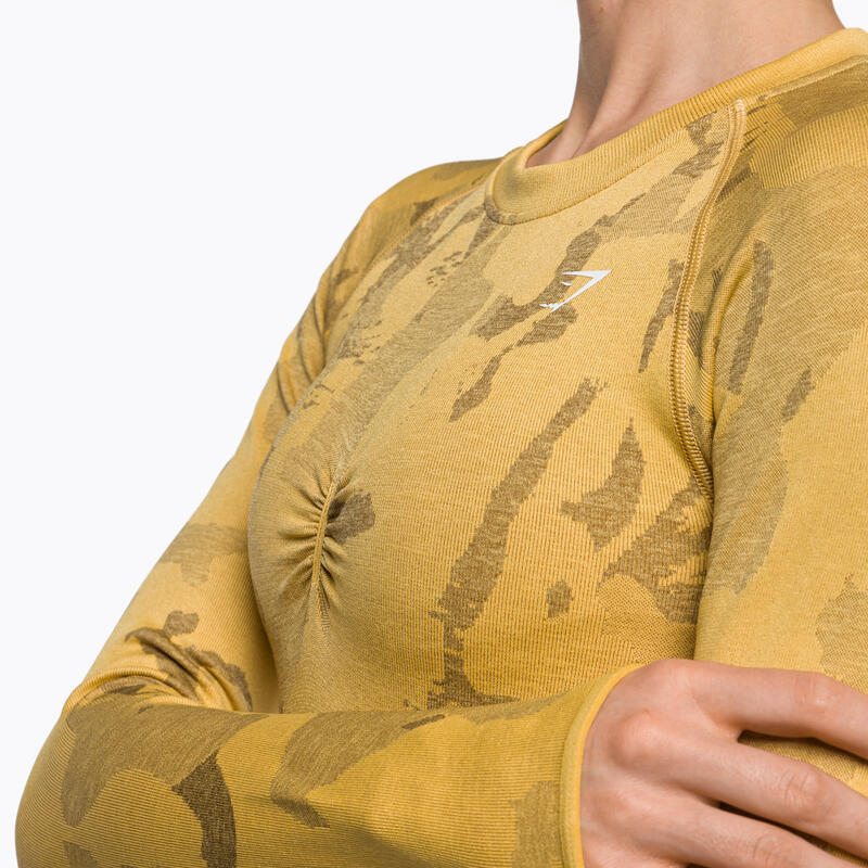 Dámský bezešvý fitness  top s dlouhým rukávem Camo Savanna